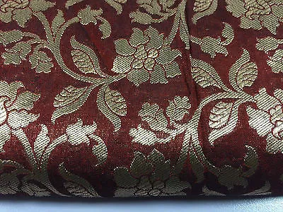 Pure Silk Indian Banarsi Floral Woven Golden Metallic Brocade 45" M260 Mtex