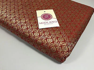 Pure Silk Indian Banarsi Floral Woven Golden Metallic Brocade 45" M260 Mtex