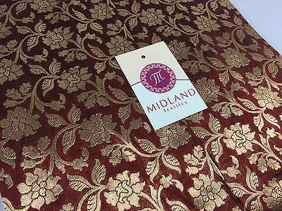 Pure Silk Indian Banarsi Floral Woven Golden Metallic Brocade 45" M260 Mtex