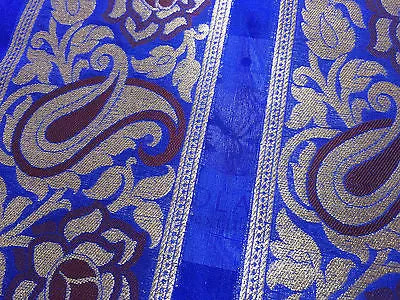 Pure Silk Indian Banarsi Floral Woven Golden Metallic Brocade 45" M260 Mtex
