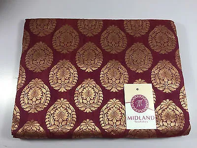 Pure Silk Indian Banarsi Floral Woven Golden Metallic Brocade 45" M260 Mtex