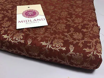 Pure Silk Indian Banarsi Floral Woven Golden Metallic Brocade 45" M260 Mtex