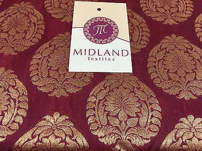 Pure Silk Indian Banarsi Floral Woven Golden Metallic Brocade 45" M260 Mtex