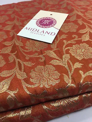 Pure Silk Indian Banarsi Floral Woven Golden Metallic Brocade 45" M260 Mtex