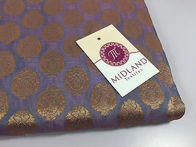 Pure Silk Indian Banarsi Floral Woven Golden Metallic Brocade 45" M260 Mtex