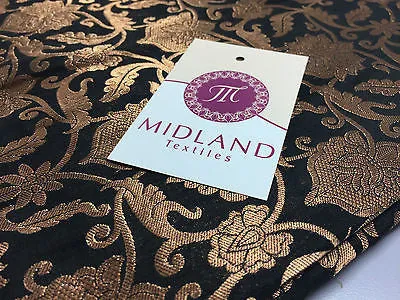Pure Silk Indian Banarsi Floral Woven Golden Metallic Brocade 45" M260 Mtex