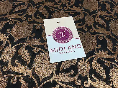 Pure Silk Indian Banarsi Floral Woven Golden Metallic Brocade 45" M260 Mtex