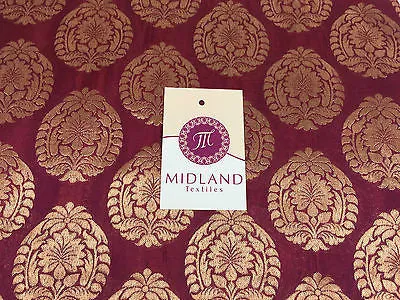 Pure Silk Indian Banarsi Floral Woven Golden Metallic Brocade 45" M260 Mtex