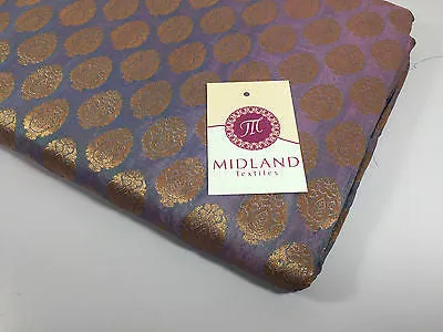 Pure Silk Indian Banarsi Floral Woven Golden Metallic Brocade 45" M260 Mtex
