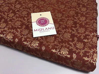 Pure Silk Indian Banarsi Floral Woven Golden Metallic Brocade 45" M260 Mtex