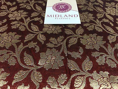 Pure Silk Indian Banarsi Floral Woven Golden Metallic Brocade 45" M260 Mtex