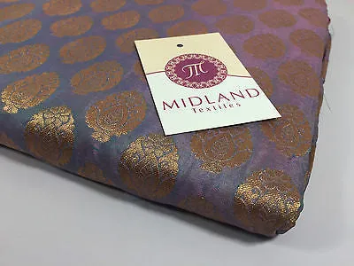 Pure Silk Indian Banarsi Floral Woven Golden Metallic Brocade 45" M260 Mtex