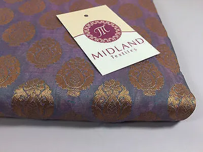 Pure Silk Indian Banarsi Floral Woven Golden Metallic Brocade 45" M260 Mtex