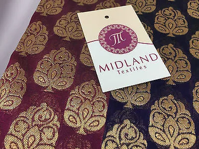 Pure Silk Indian Banarsi Floral Woven Golden Metallic Brocade 45" M260 Mtex