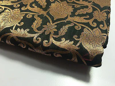 Pure Silk Indian Banarsi Floral Woven Golden Metallic Brocade 45" M260 Mtex