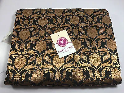 Pure Silk Indian Banarsi Floral Woven Golden Metallic Brocade 45" M260 Mtex