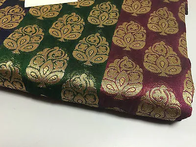 Pure Silk Indian Banarsi Floral Woven Golden Metallic Brocade 45" M260 Mtex