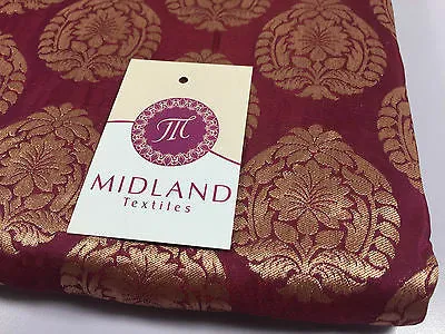 Pure Silk Indian Banarsi Floral Woven Golden Metallic Brocade 45" M260 Mtex