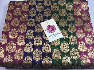 Pure Silk Indian Banarsi Floral Woven Golden Metallic Brocade 45" M260 Mtex
