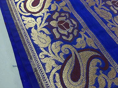 Pure Silk Indian Banarsi Floral Woven Golden Metallic Brocade 45" M260 Mtex