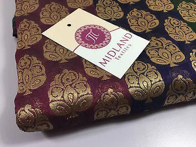 Pure Silk Indian Banarsi Floral Woven Golden Metallic Brocade 45" M260 Mtex