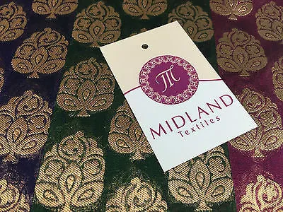 Pure Silk Indian Banarsi Floral Woven Golden Metallic Brocade 45" M260 Mtex