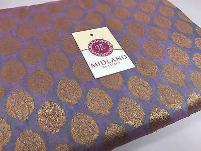 Pure Silk Indian Banarsi Floral Woven Golden Metallic Brocade 45" M260 Mtex