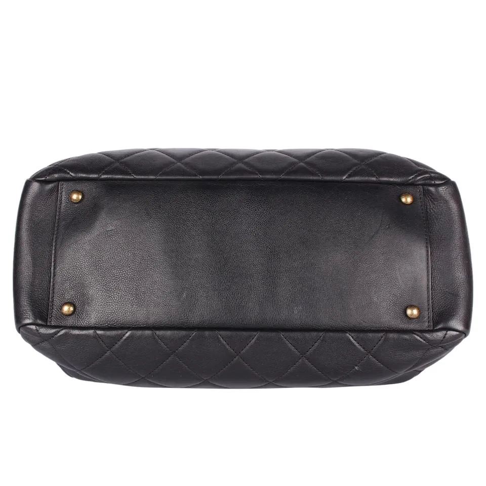 Quilted Lambskin Leather Shoulder Bag Black