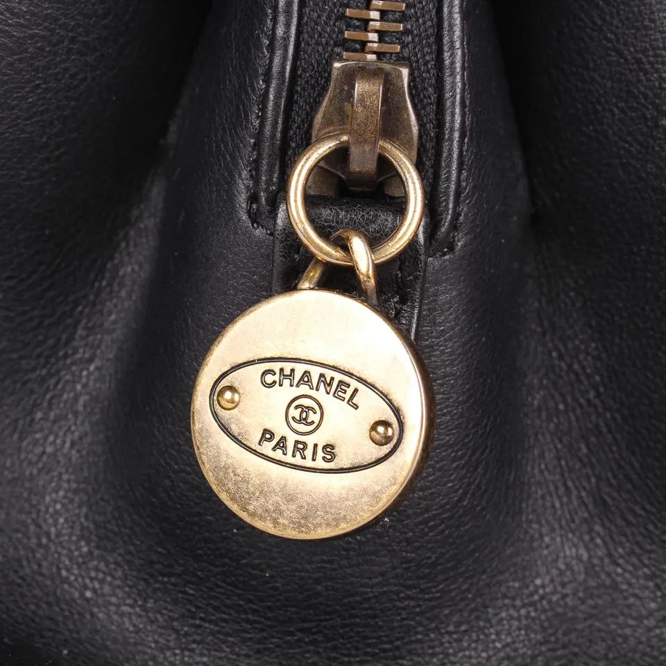 Quilted Lambskin Leather Shoulder Bag Black