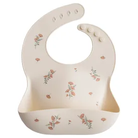 Silicone Baby Bib - Pink Flowers by Mushie & Co