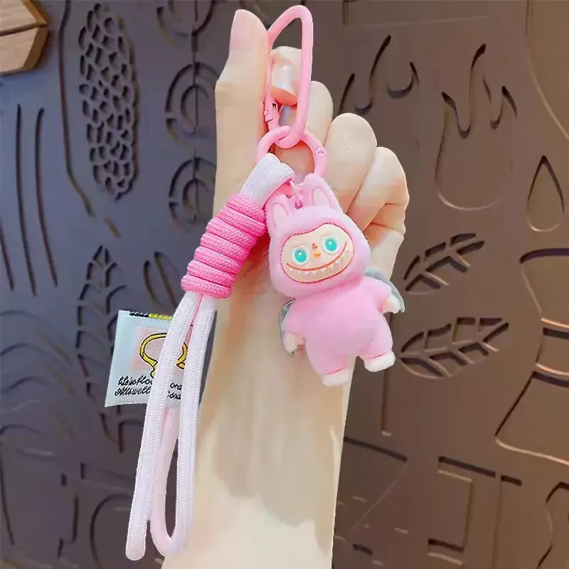 Standing Labubu Flocking Keychain