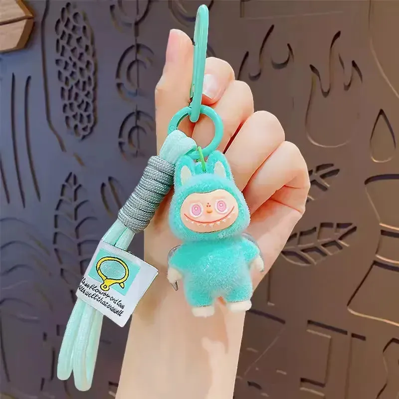 Standing Labubu Flocking Keychain