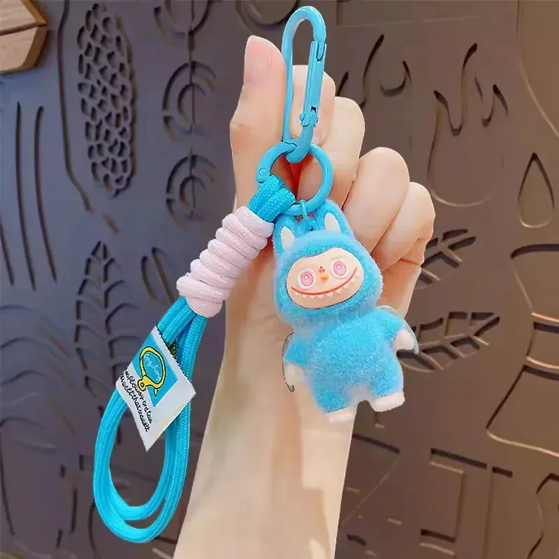 Standing Labubu Flocking Keychain