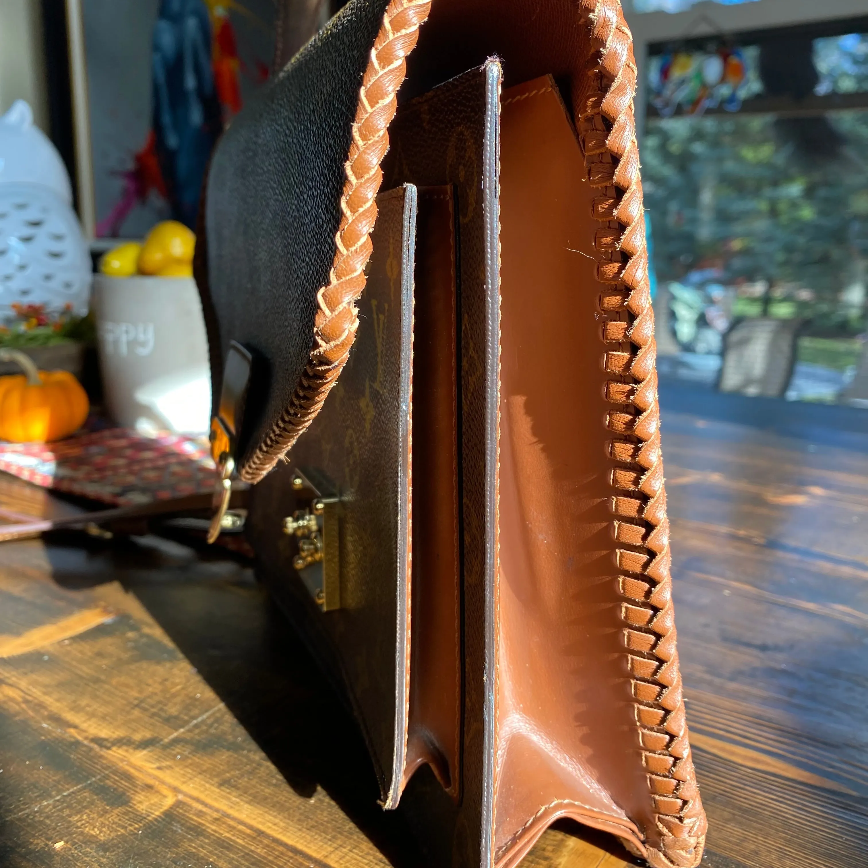 The Kingfisher - Vintage Monogram in Whiskey Crossbody