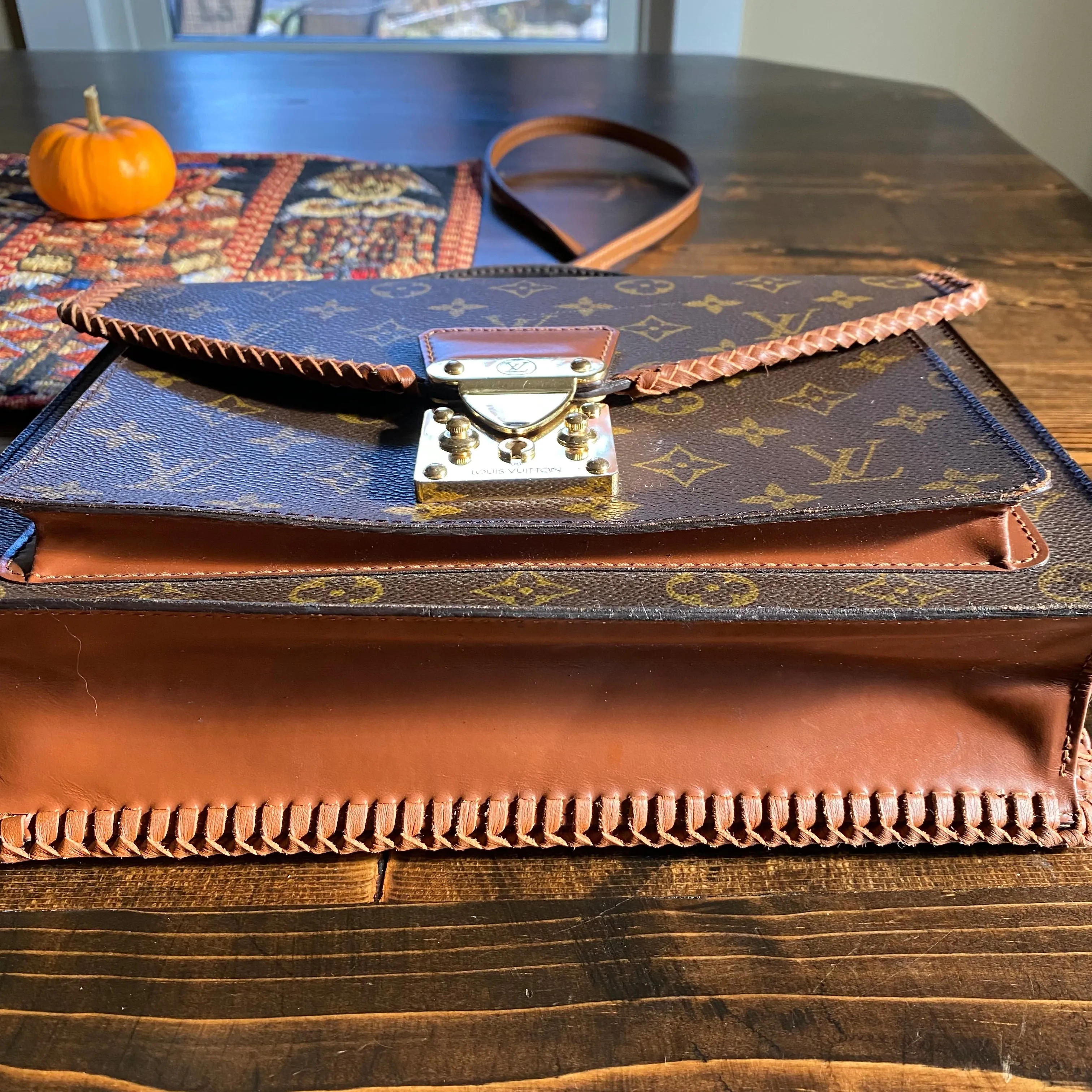 The Kingfisher - Vintage Monogram in Whiskey Crossbody
