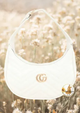 White CG Leather Shoulder Bag