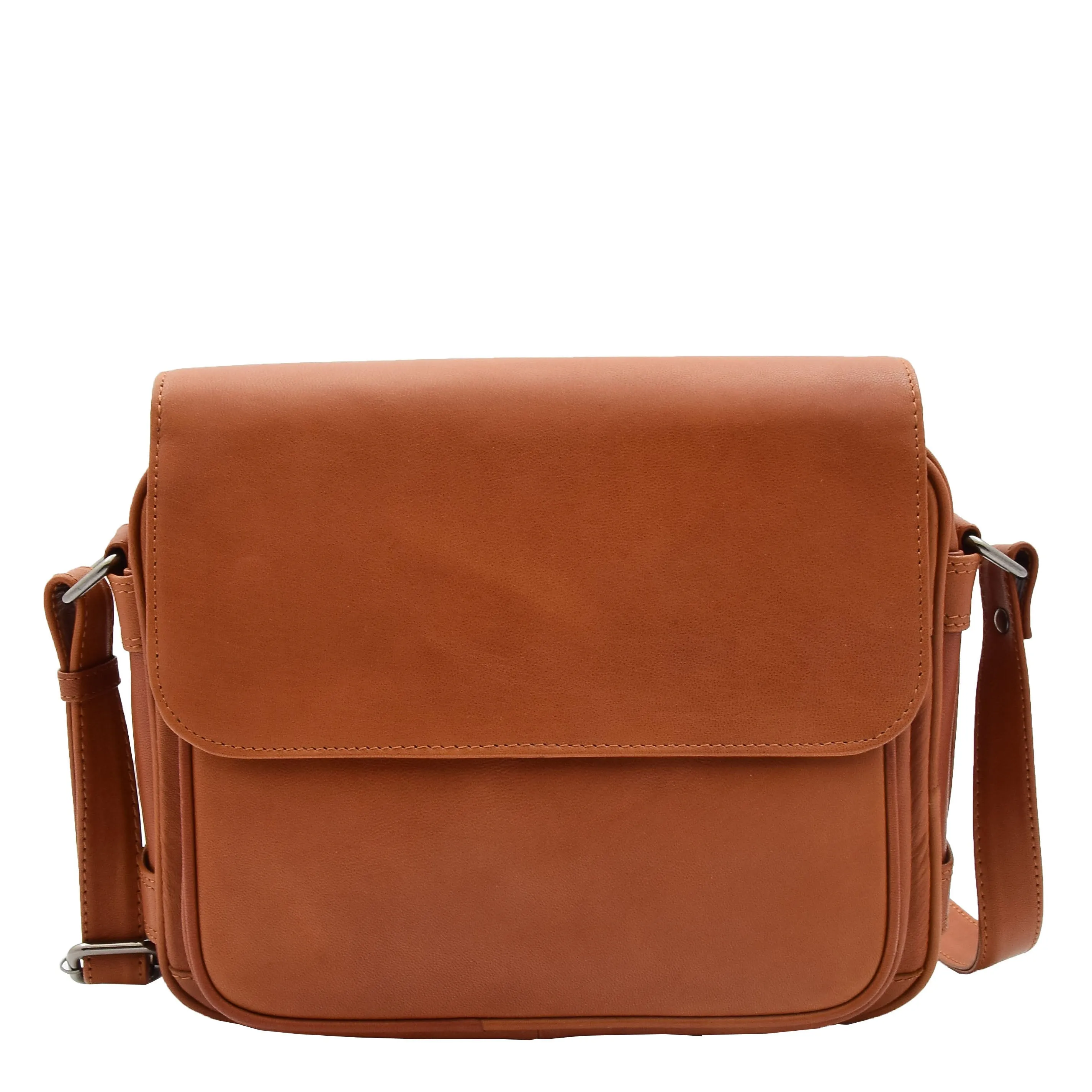 Womens Crossbody Real Cognac Leather Messenger Bag Casual Office Organiser Juliet