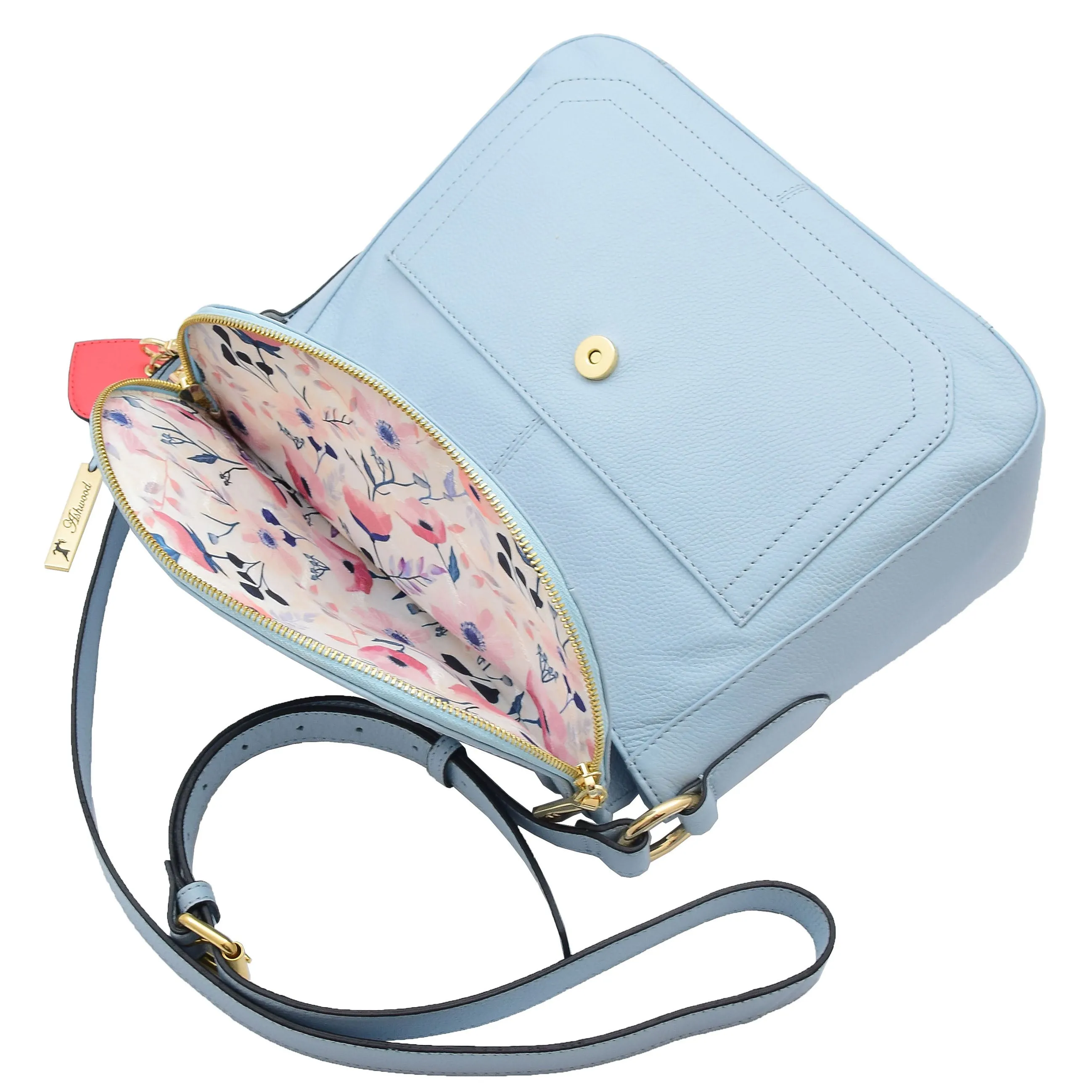 Womens Latest Real Leather Crossbody Bag Casual Messenger Fashion Handbag Clarice Sky Blue