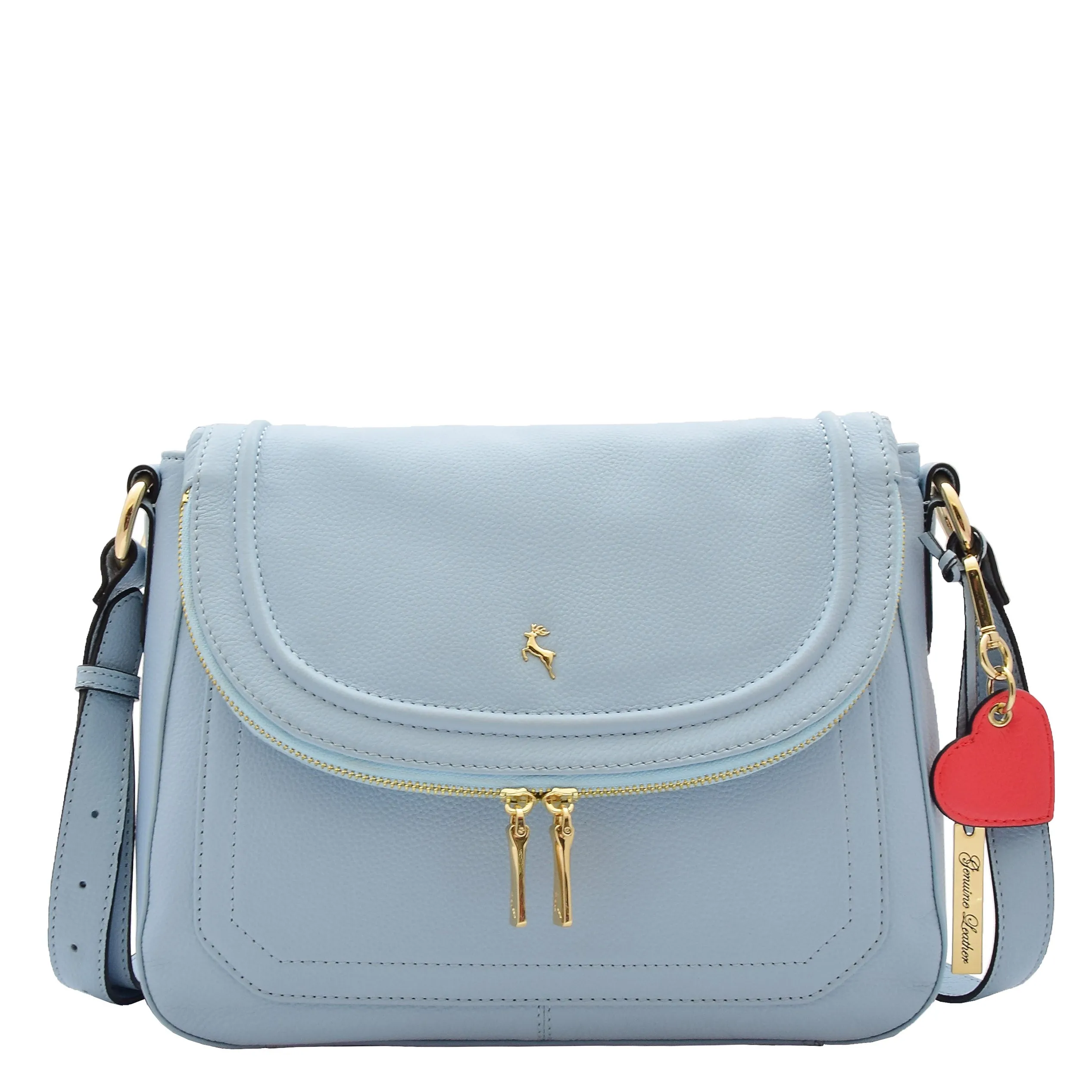 Womens Latest Real Leather Crossbody Bag Casual Messenger Fashion Handbag Clarice Sky Blue