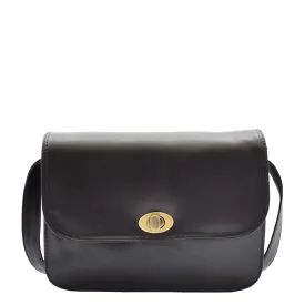 Womens Real Leather Crossbody Bag Messenger Triple Gussets Organiser Nicole Black