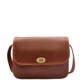 Womens Real Leather Crossbody Bag Messenger Triple Gussets Organiser Nicole Chestnut