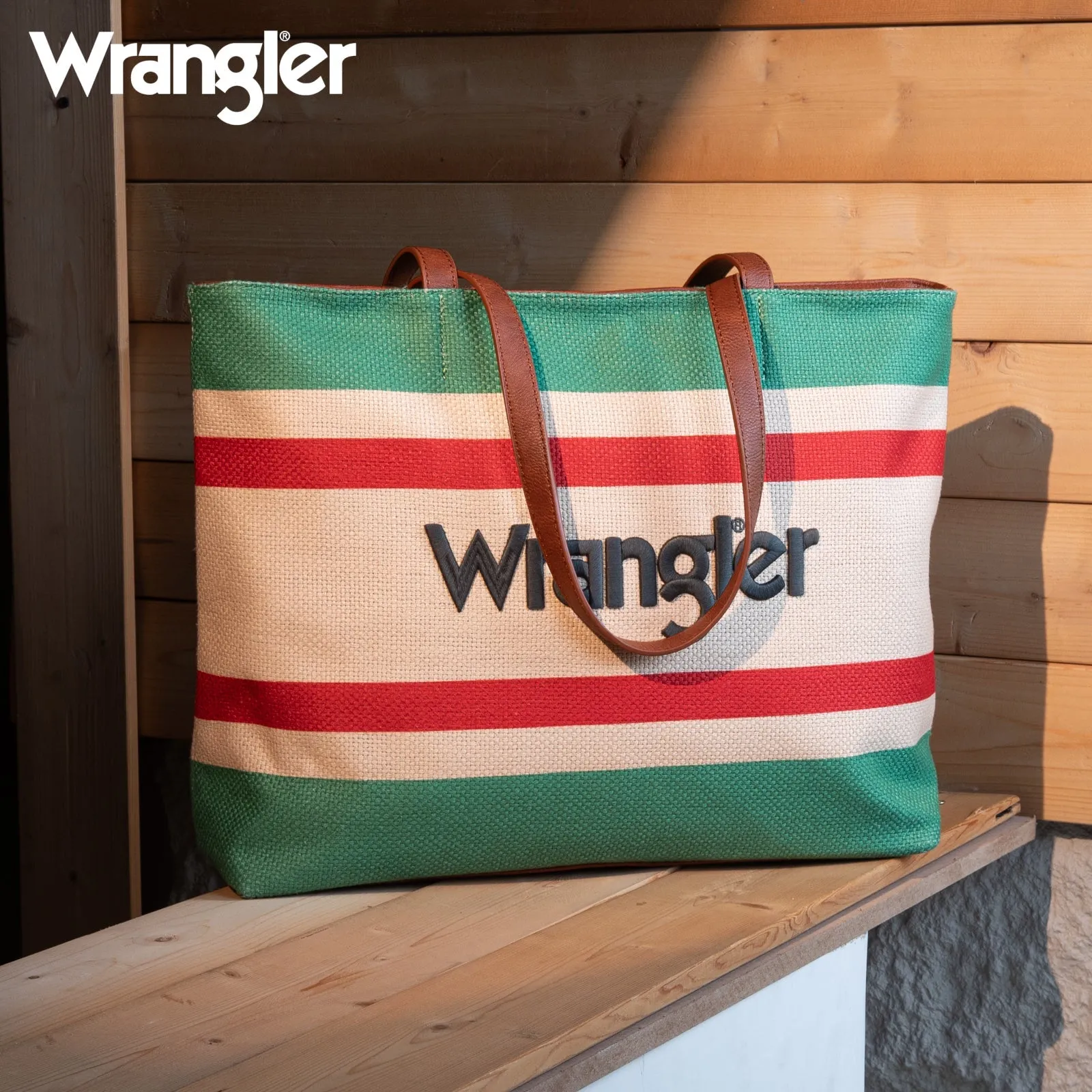 Wrangler Aztec Pattern Dual Sided Print Canvas Tote Bag - Green (WG159-8112GN)