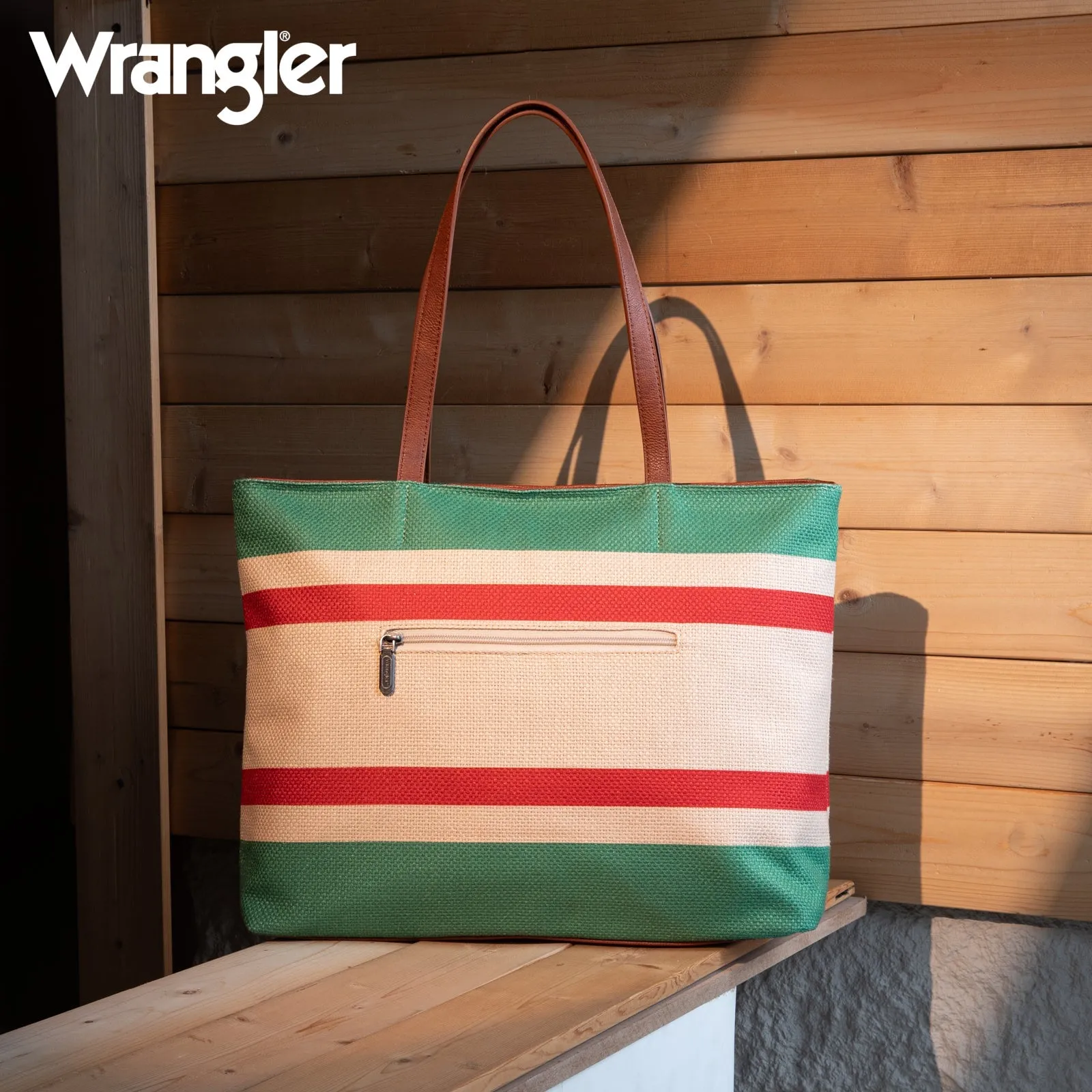 Wrangler Aztec Pattern Dual Sided Print Canvas Tote Bag - Green (WG159-8112GN)
